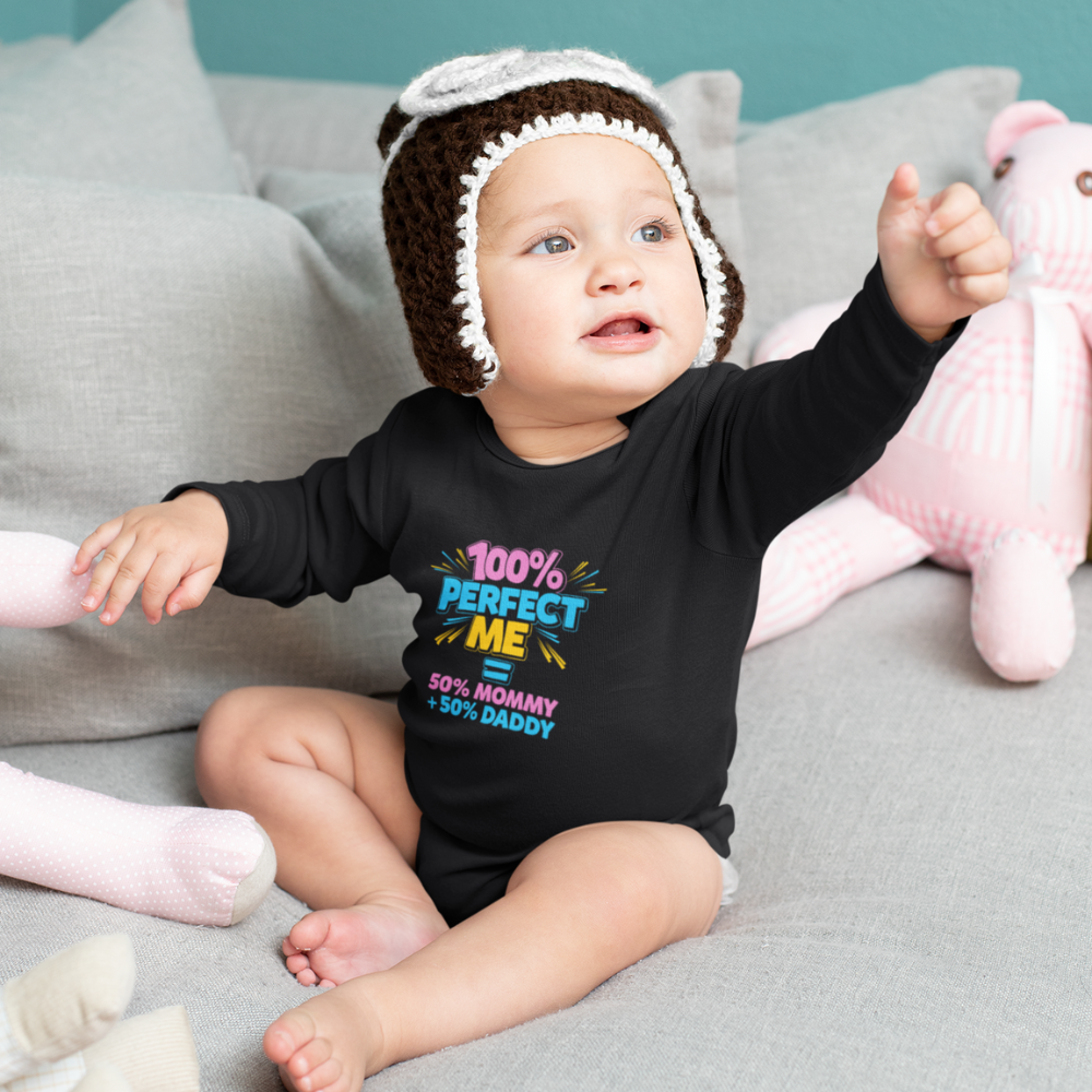 100% Perfect Long Sleeve Baby Onesie