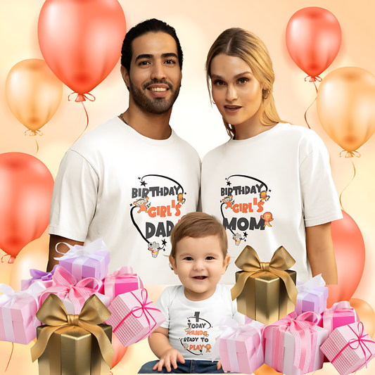 1- Year- Old Birthday Girl Family T-shirt Bundle