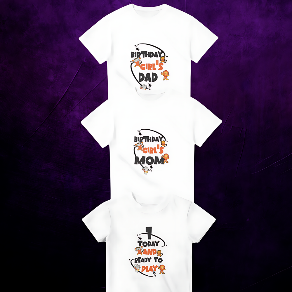 1- Year- Old Birthday Girl Family T-shirt Bundle