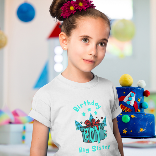 Birthday Boy's Big Sister T-Shirt- Gift Box Theme