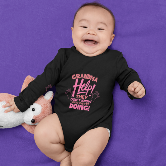 Grandma Help Baby Long Sleeve Onesie